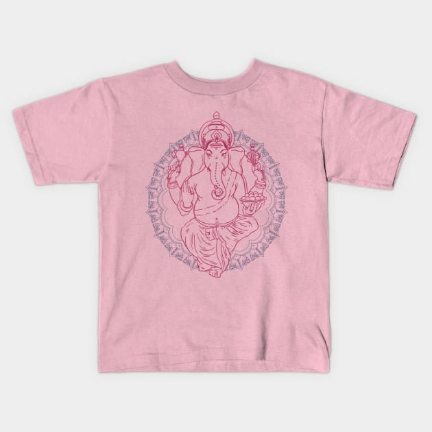 Ganesha - ganesha hindu buddhism elephant with mandala Kids T-Shirt by OutfittersAve